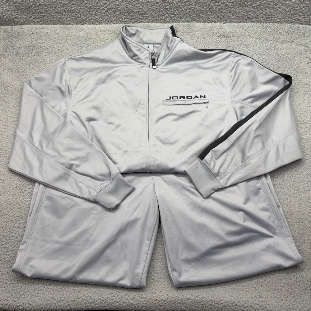 Nike Air Jordan Mens XXL 186465 Jacket & 184594 Pants Grey Warmup Tracksuit Set